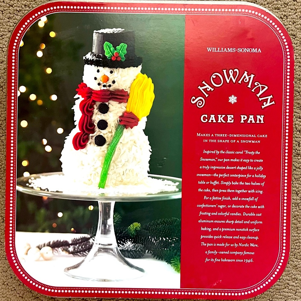 NWT Williams-Sonoma 3-D Snowman Cake Pan by Nordic Ware Holiday Baking Mold USA